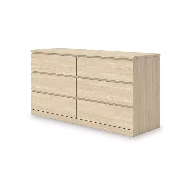 Commode moderne Onita à 6 tiroirs Signature Design by Ashley, finition bois brun naturel, sans poignées