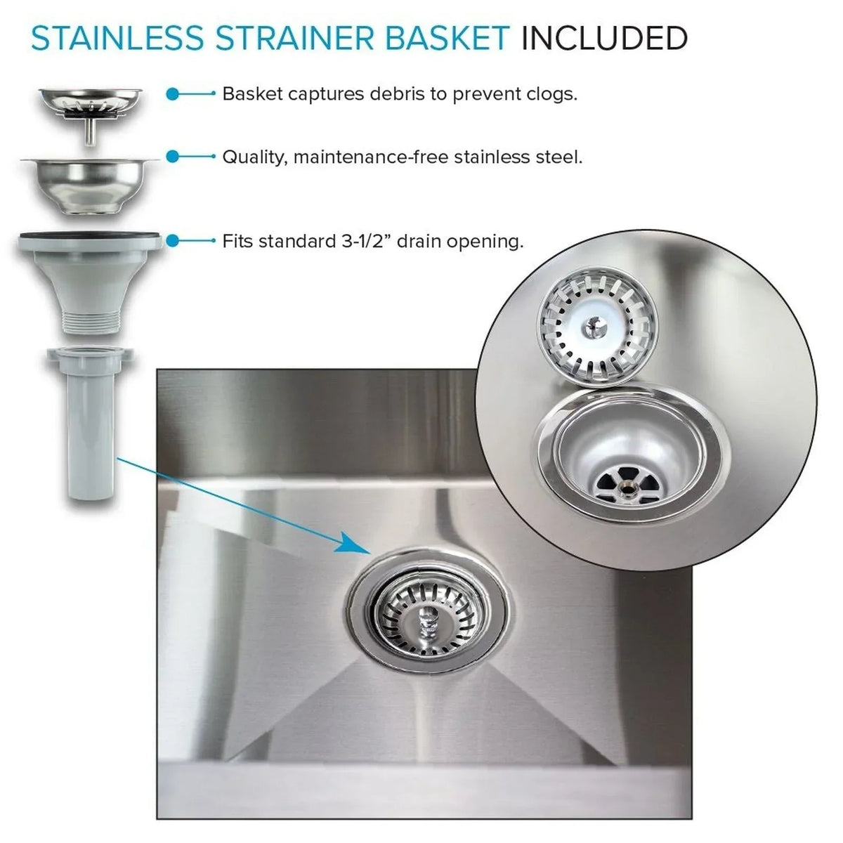 Évier de buanderie en acier inoxydable avec meuble de lavage - 24-in W x 22-in D x 35-in H