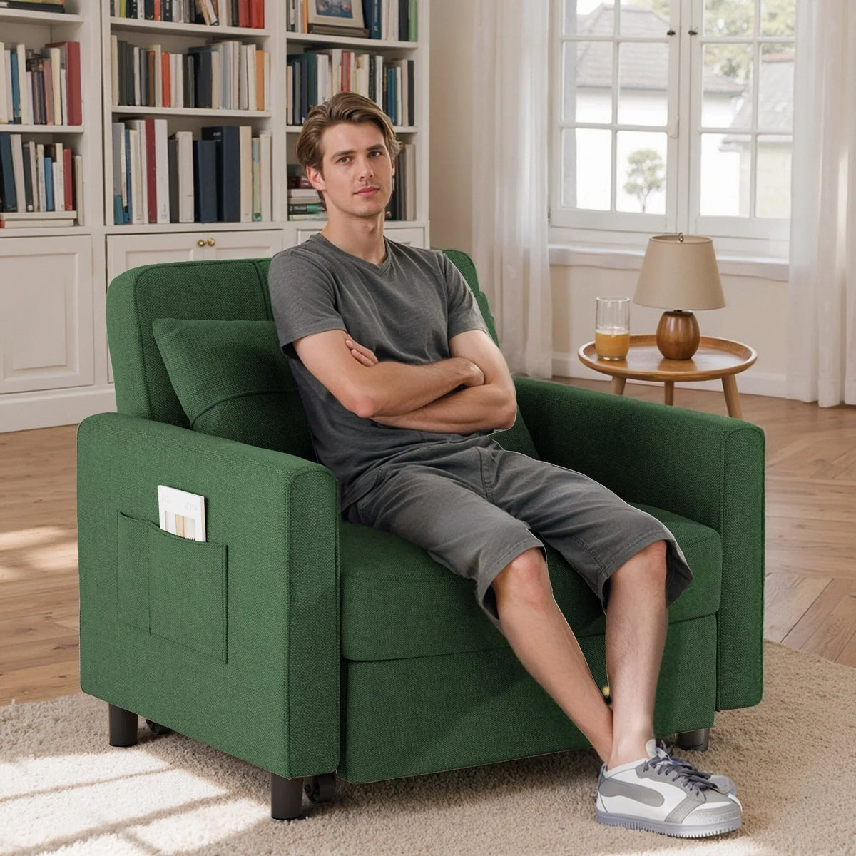 Verstelbare slaapbank 3-in-1, uitschuifbare fauteuilbank, ombouwbaar opklapbed voor de woonkamer