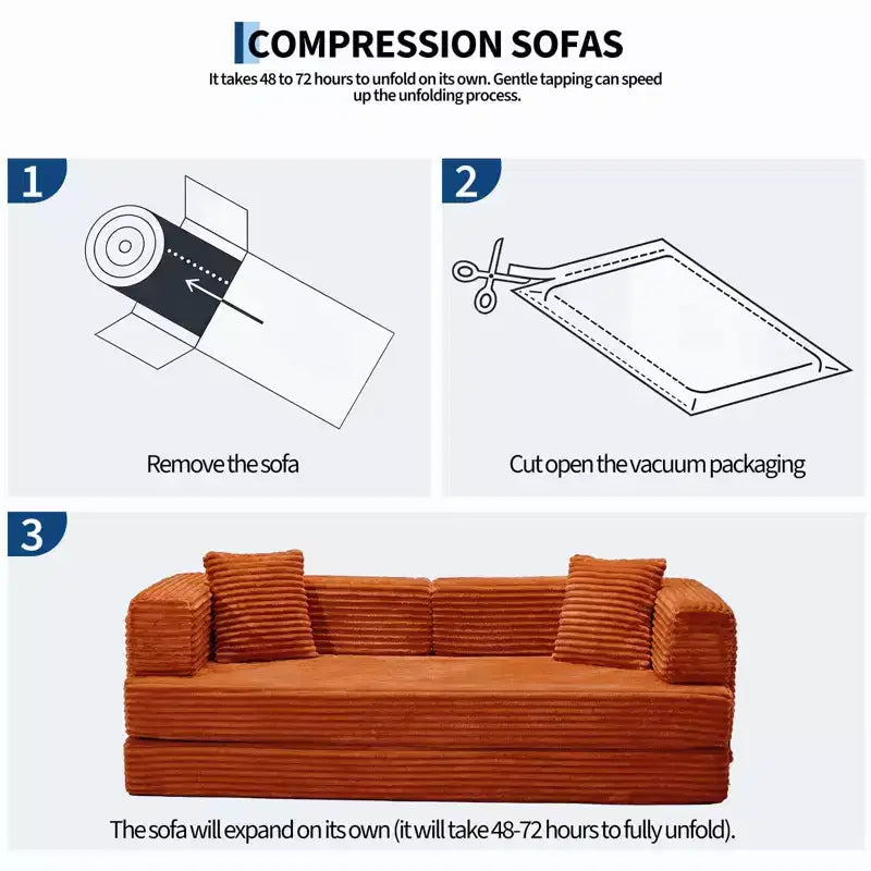 80.7 5-in-1-Schlafsofa mit Cordbezug, 1200 lbs, keine Montage erforderlich