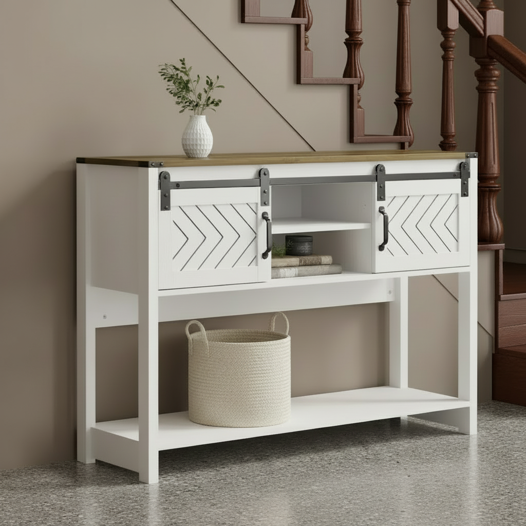 Farmhouse Console Table - Even Bright Lighting