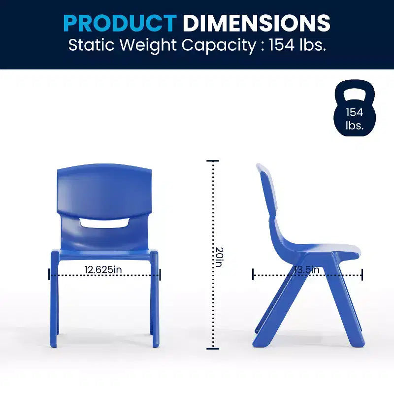 Ensemble table d’activités rectangulaire réglable en hauteur en plastique Emma and Oliver, 23.625W x 47.25L, avec 6 chaises