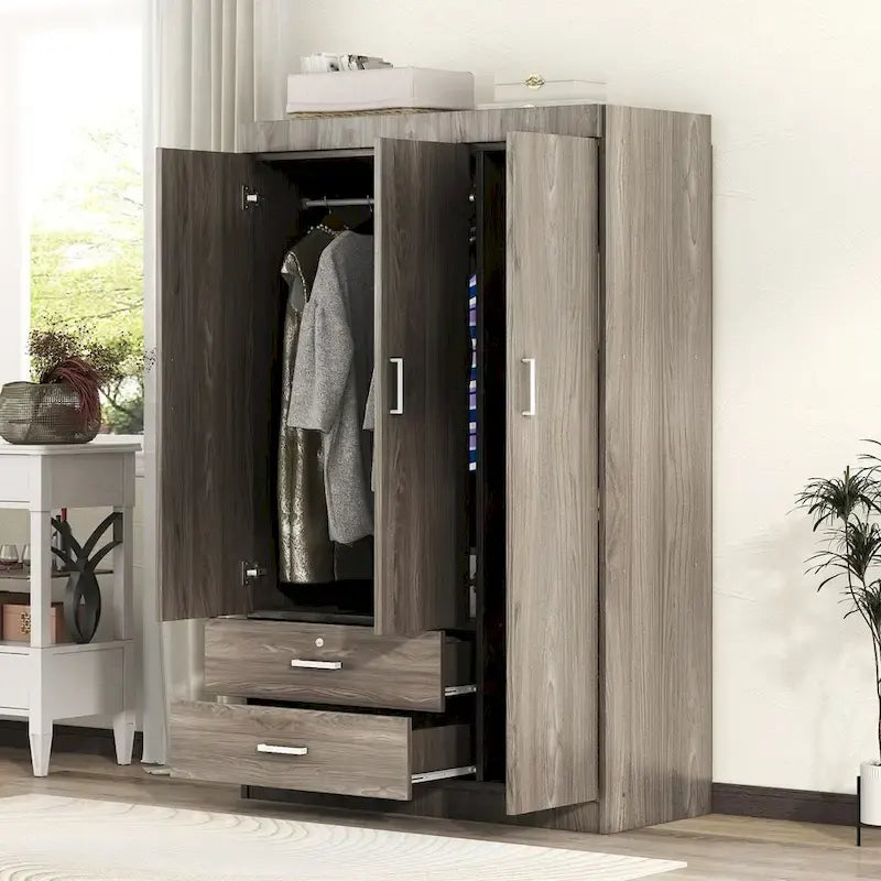 Kleiderschrank mit 3 Türen und 2 Schubladen