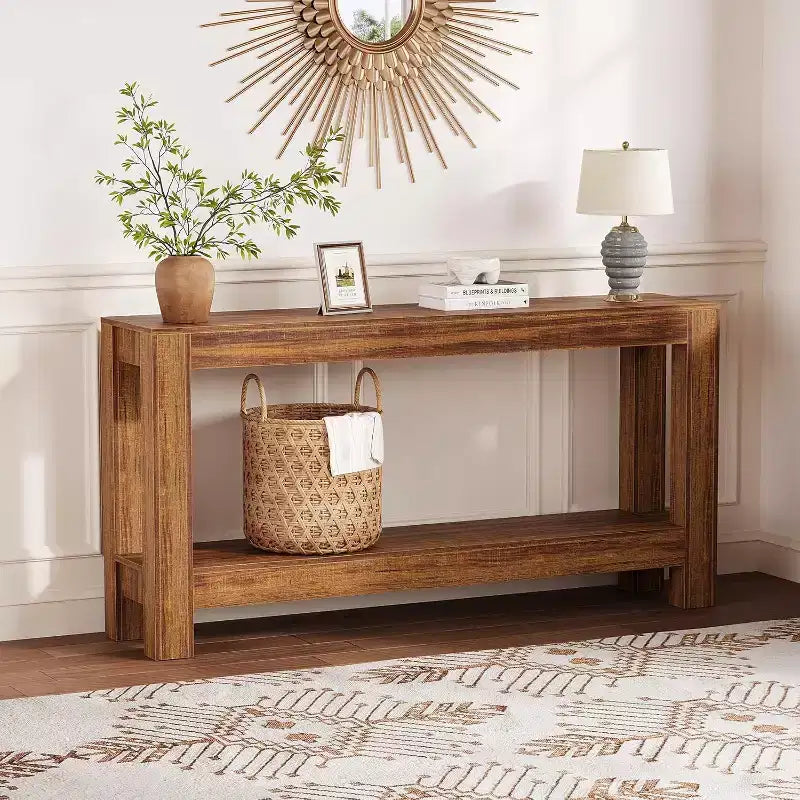 Haltafel van 63 met 2 laden, smalle houten sidetable voor de woonkamer, hal of entree, decoratieve opbergtafel