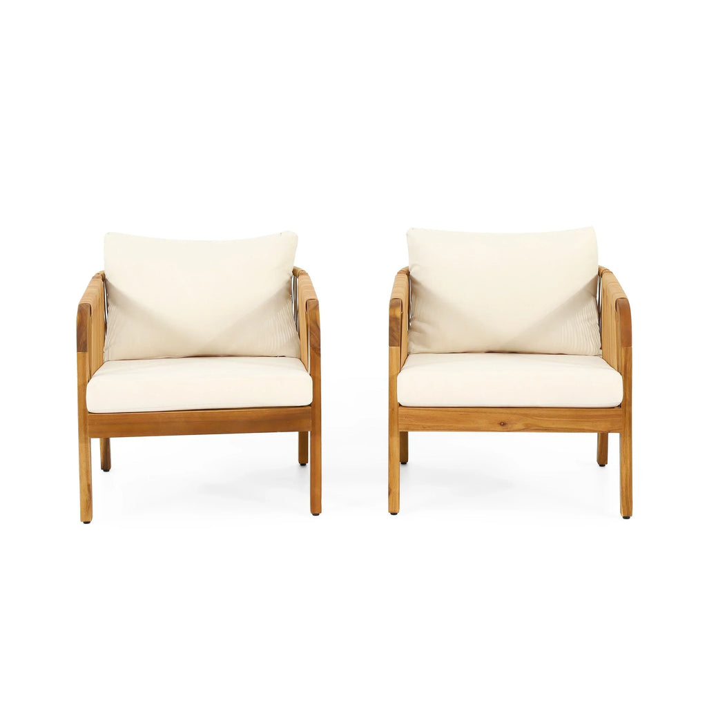 Jabe tuinset met clubfauteuils van acaciahout en riet van Christopher Knight Home