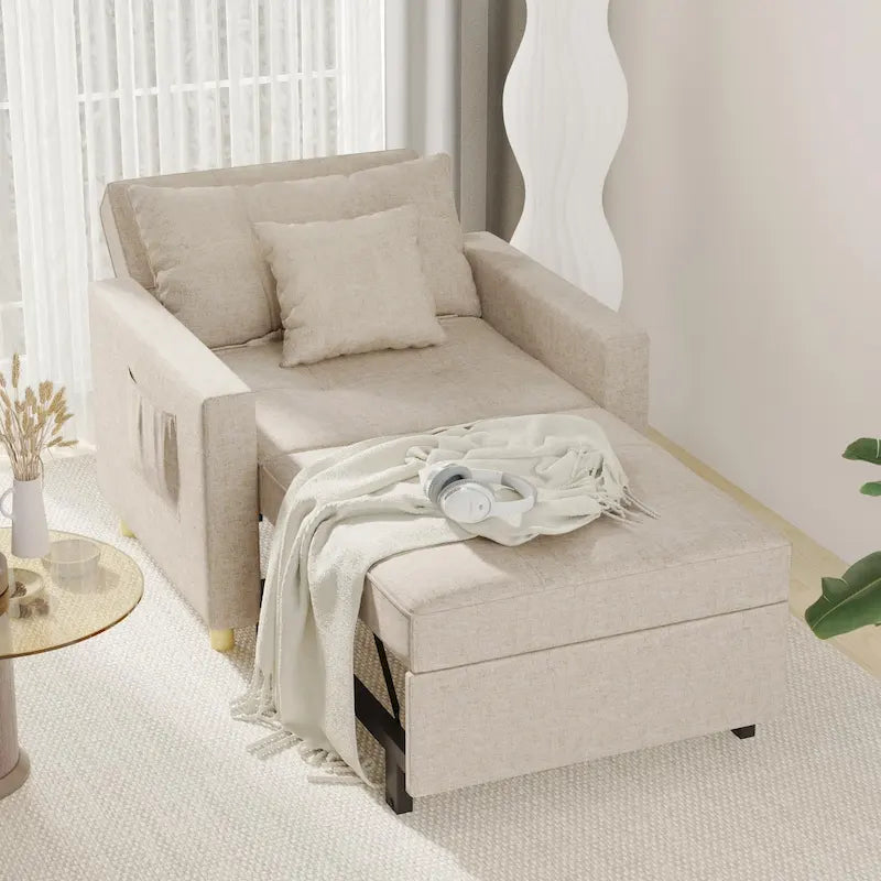 Fauteuil-lit réglable convertible 3-en-1, plusieurs couleurs, pour 1 personne