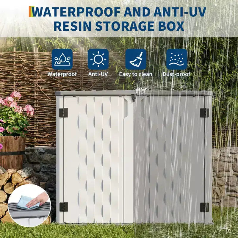 Opbergkast voor buiten, waterdichte opbergbox van hars, voor vuilnisbakken