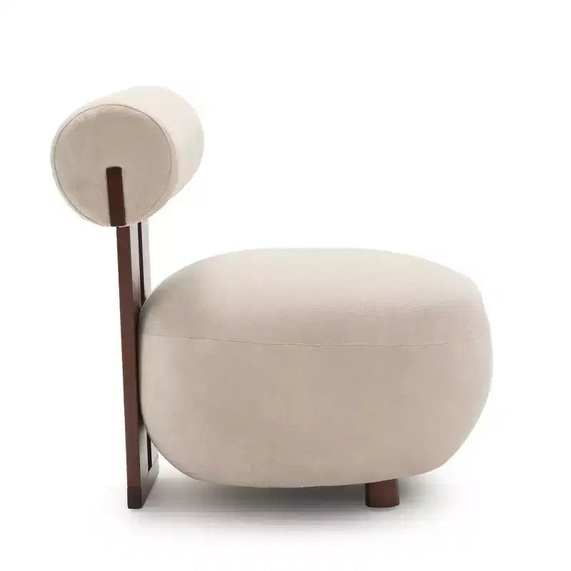 Christopher Knight Home Chariya moderne sculpturale accentstoel van rubberhout met fluwelen bekleding en cilindervormige rugleuning