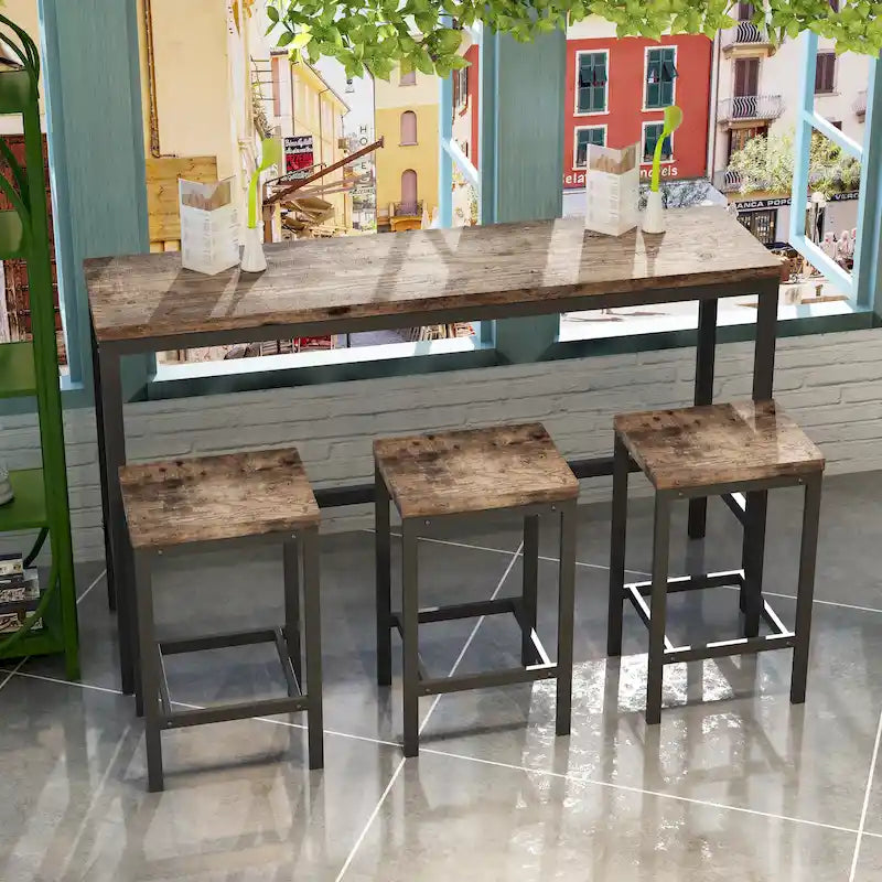 Bartisch-Set mit 3 Hockern