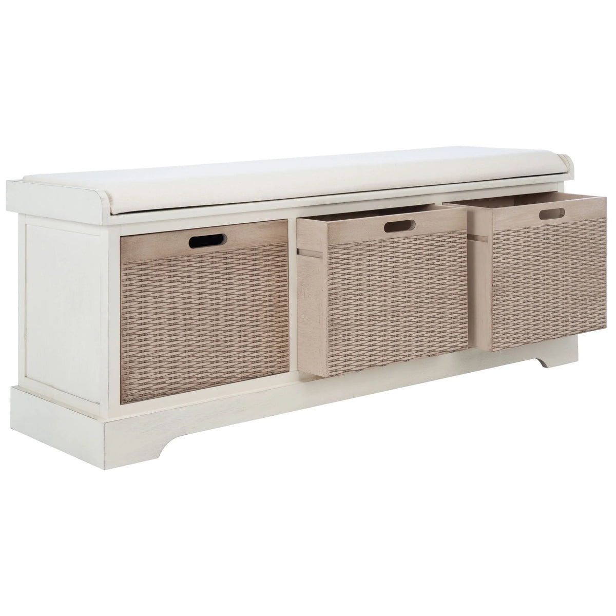 Banc de rangement SAFAVIEH Fiorello avec coussin et 3 tiroirs - 47.3 W x 15 L x 19 H - 47Wx15Dx19H